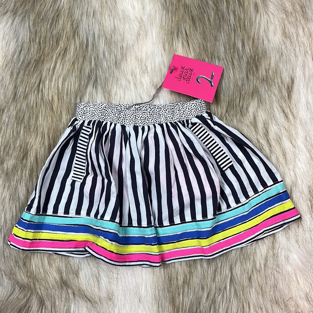 Size 3 Deux Par Deux Striped Skirt, New with Tags